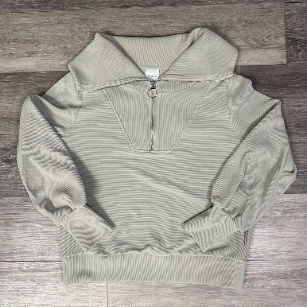 Varley Womens Small Vine Half Zip Ribbed Oversized Pullover Sweatshirt Sage $158